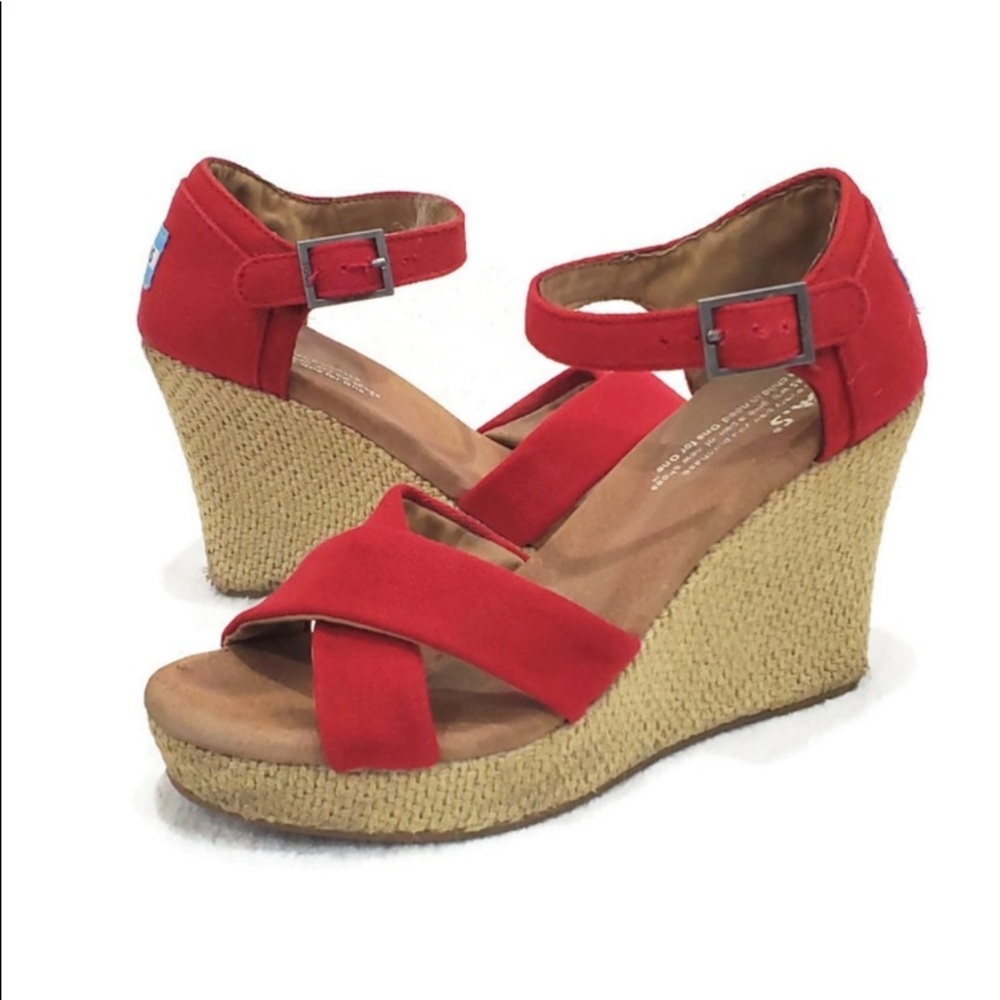 Toms Red wedge sandals